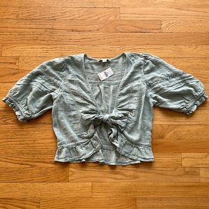 American Eagle Babydoll Front Tie Blouse